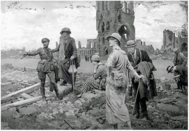 Fortunino Matania (1881-1963). Поле великой скорби и великой славы- поле битвы при Ипре - Посещение старых сражений Западного фронта