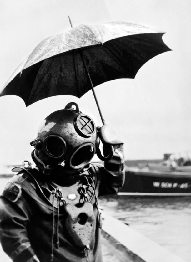diver in the rain